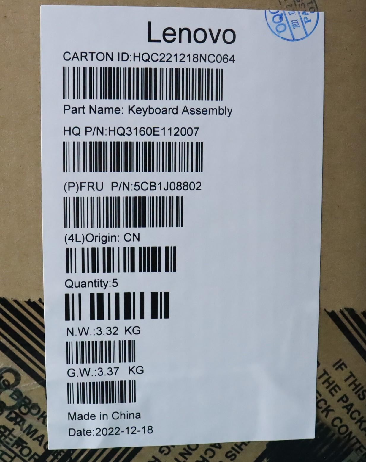 Lenovo Upper Case ASM_POR H 82SN CLGY UMA 5CB1J08802