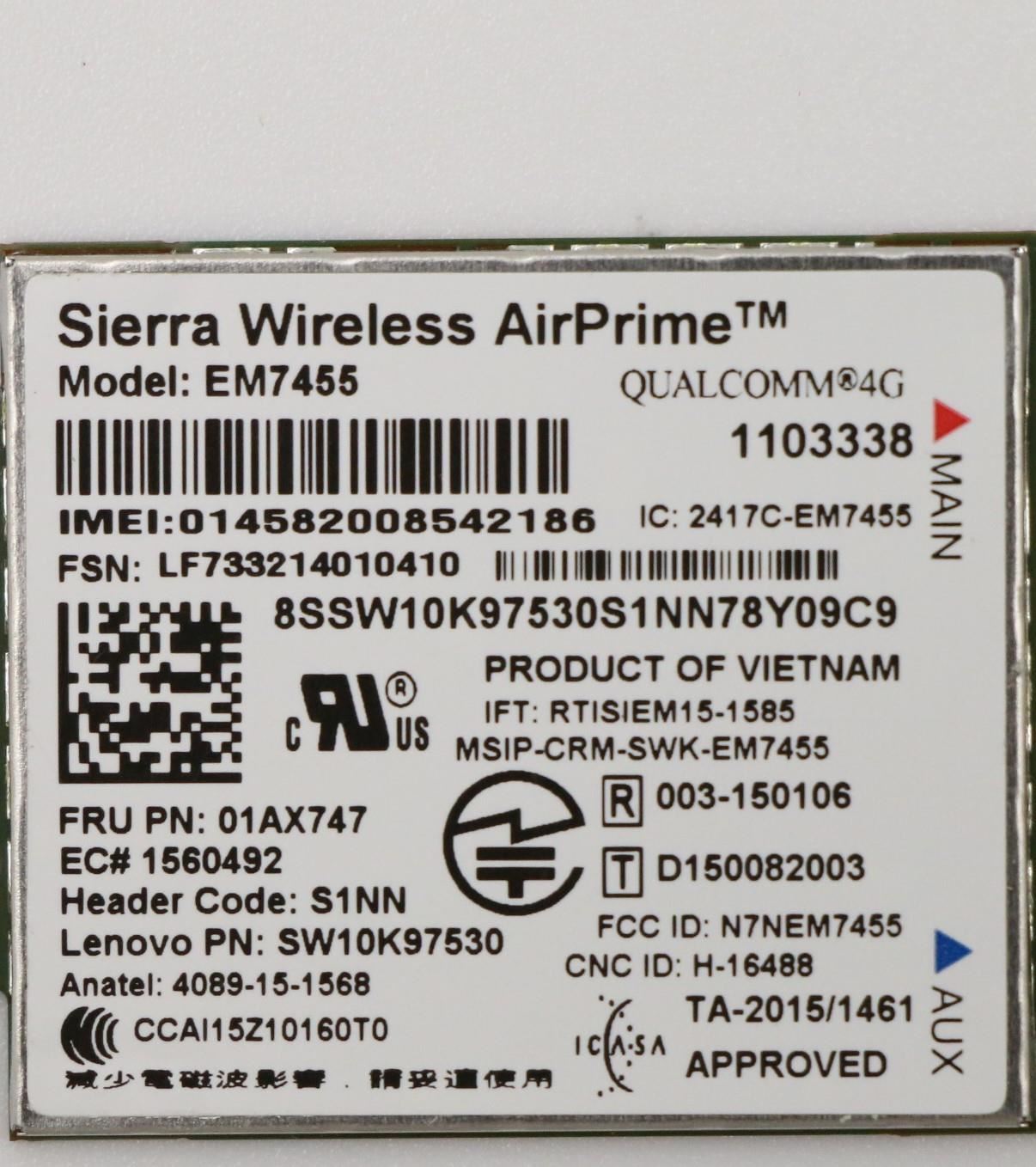 Lenovo Wireless,CMB,SIE,EM7455 Yoda Board 01AX747