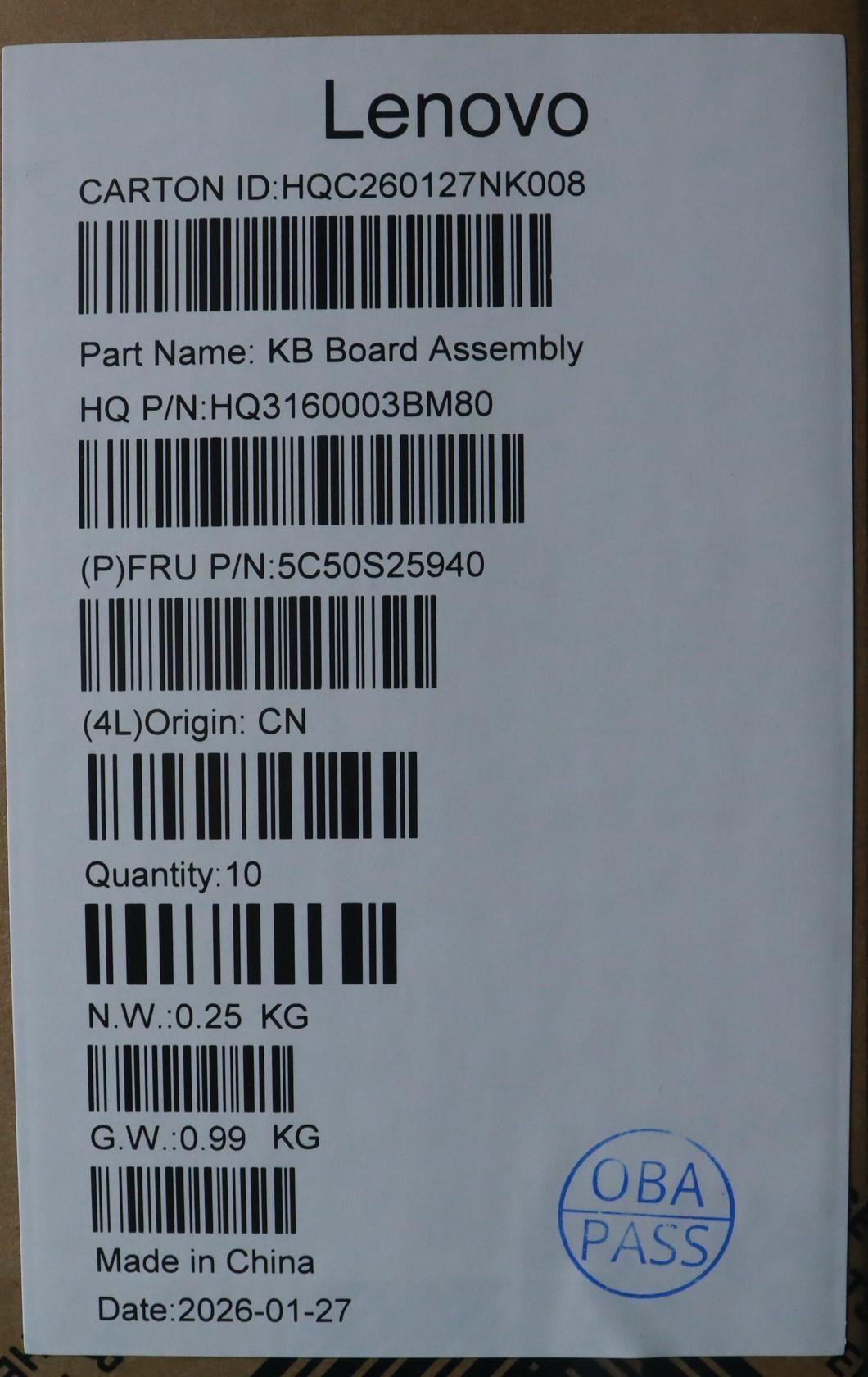 Lenovo CARDPOP PMIC H83S1 SS O W/PCB ADH Microphone Board 5C50S25940