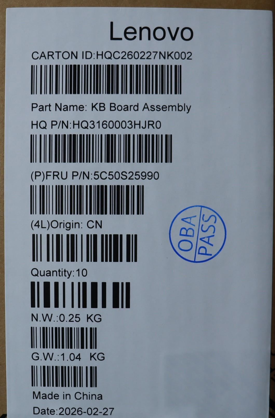 Lenovo CARDPOP H83S4 HPT USB Board 5C50S25990