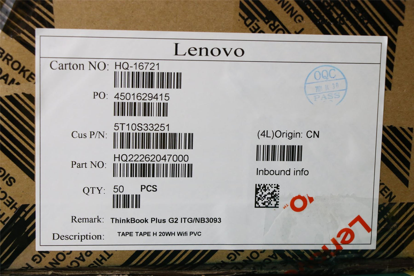 Lenovo TAPE TAPE H 20WH Wifi PVC 5T10S33251