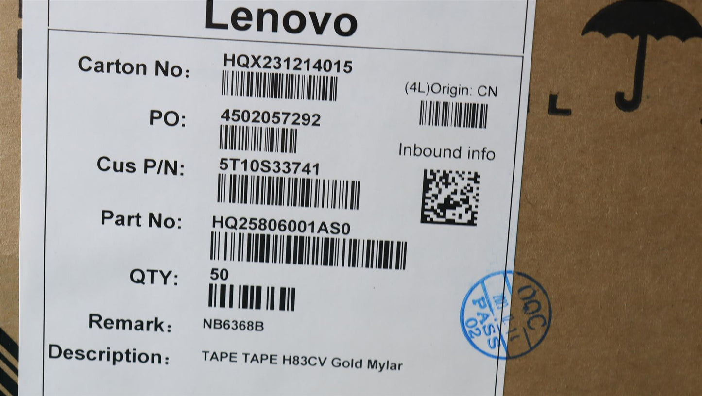 Lenovo TAPE TAPE H83CV Gold Mylar 5T10S33741