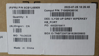 Lenovo Legion S7 16APH8 Keyboard Palmrest Top Cover Portuguese Grey 5CB1L68909