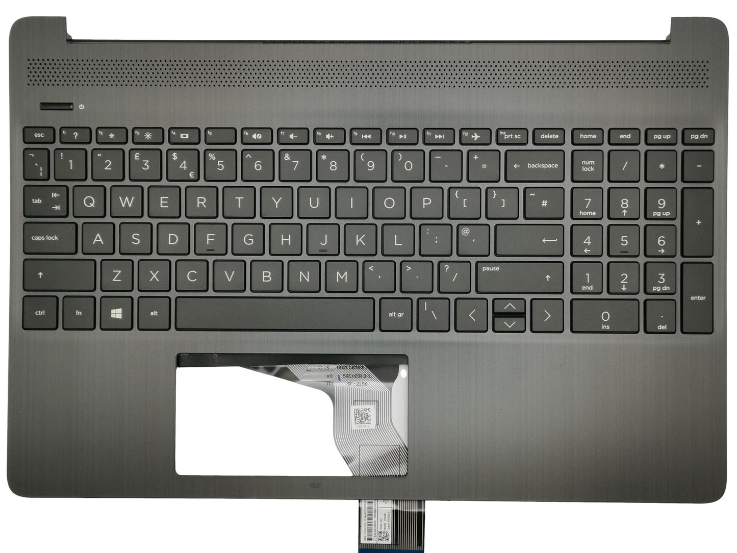 Genuine HP 15S-FQ Palmrest Cover Keyboard UK Silver L63576-031