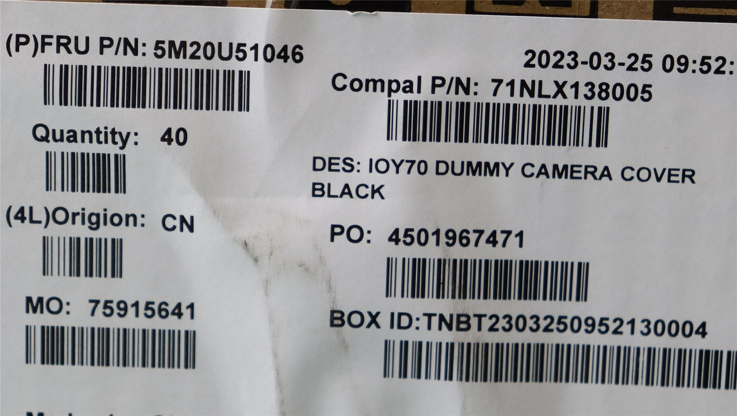 Lenovo MECHANICAL Dummy housing ca,Blk,N327 5M20U51046