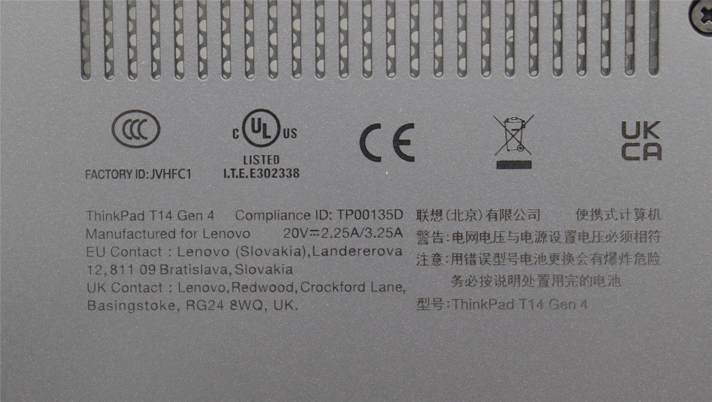 Lenovo ThinkPad T14 Gen 4 Bottom Base Lower Chassis Cover Black 5CB1L47313