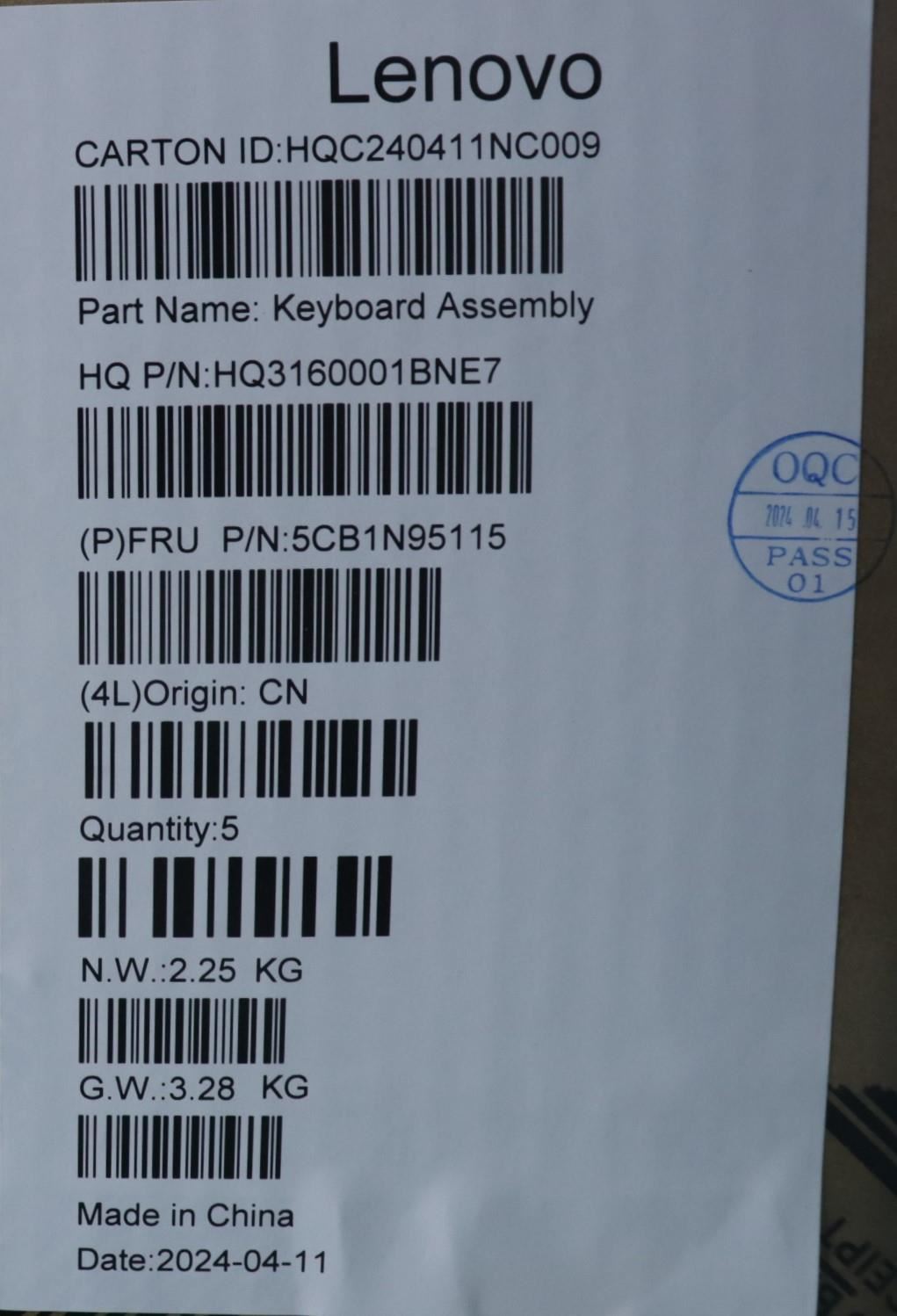 Lenovo Upper Case ASM BEL H 83DS FP CB 5CB1N95115