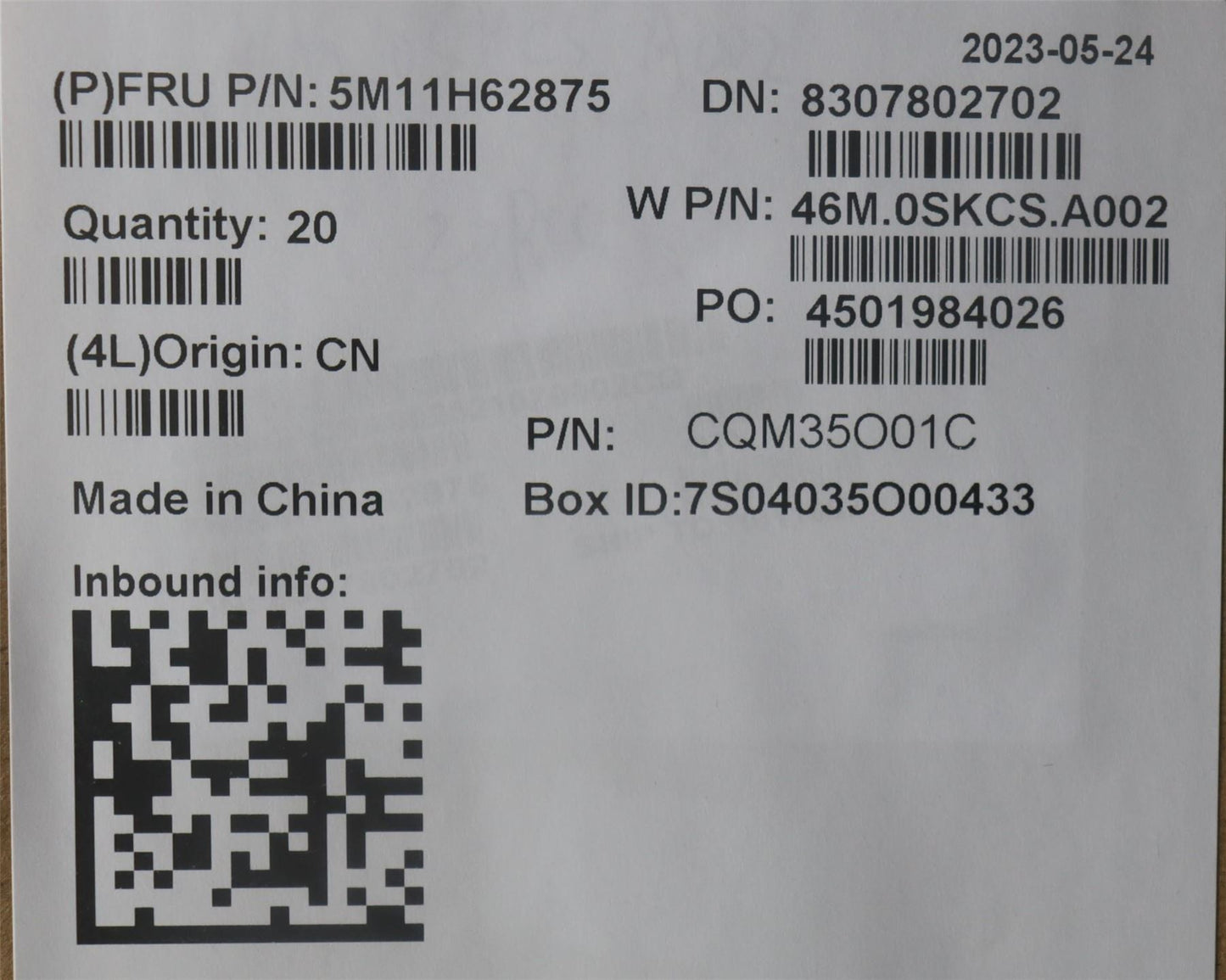 Lenovo MECH_ASM FR MECH_ASM A COVER YG 2.4T SG 5M11H62875