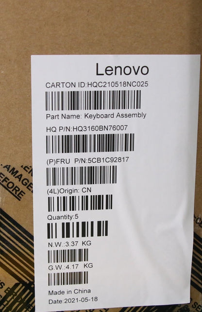 Lenovo Chromebook 14M836 Keyboard Palmrest Top Cover US Europe Silver 5CB1C92817