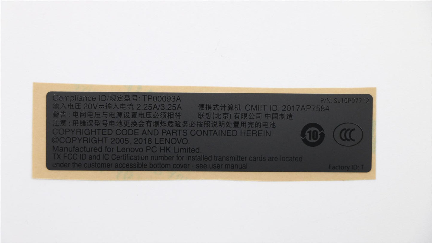 Lenovo 01YU025 LABEL KIT,GEO Label