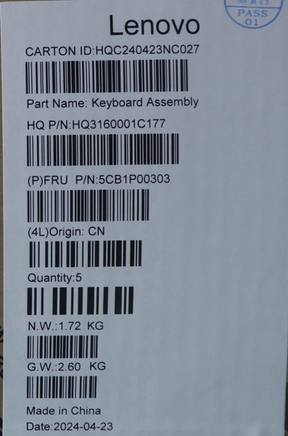 Lenovo UpperCaseASM BEL H83DJ NFP TT 5CB1P00303
