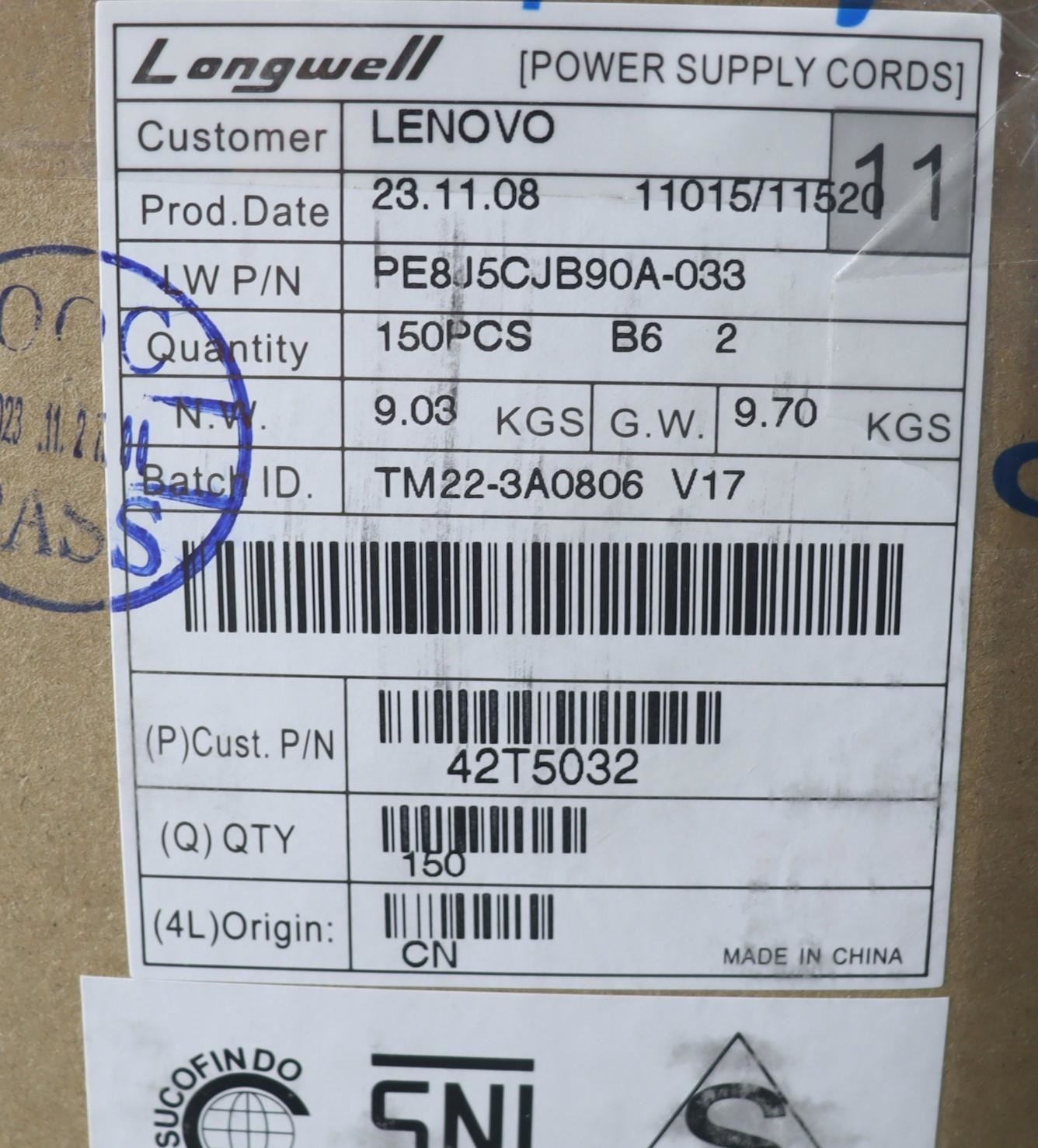 Lenovo LINECORD EU,1M,2P,NON-LH,LGW 42T5032