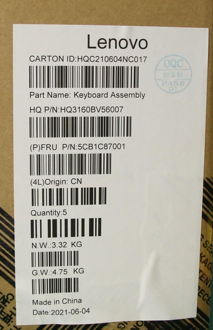 Lenovo Upper Case ASM_KOR H82L9CLO 5CB1C87001