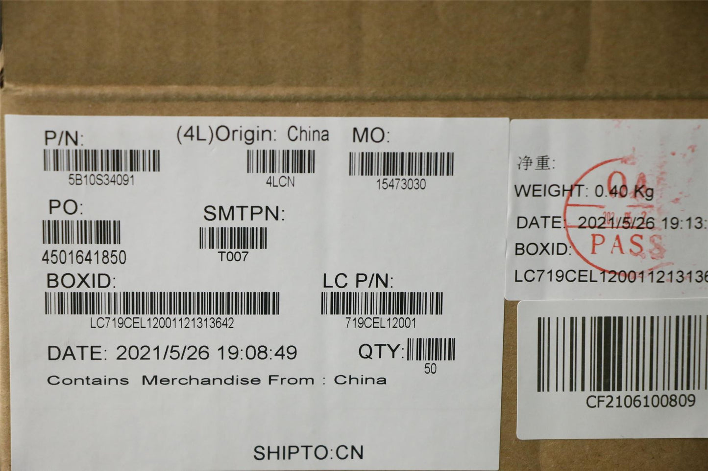 Lenovo 5B10S34091 CMOS Battery L 20YN