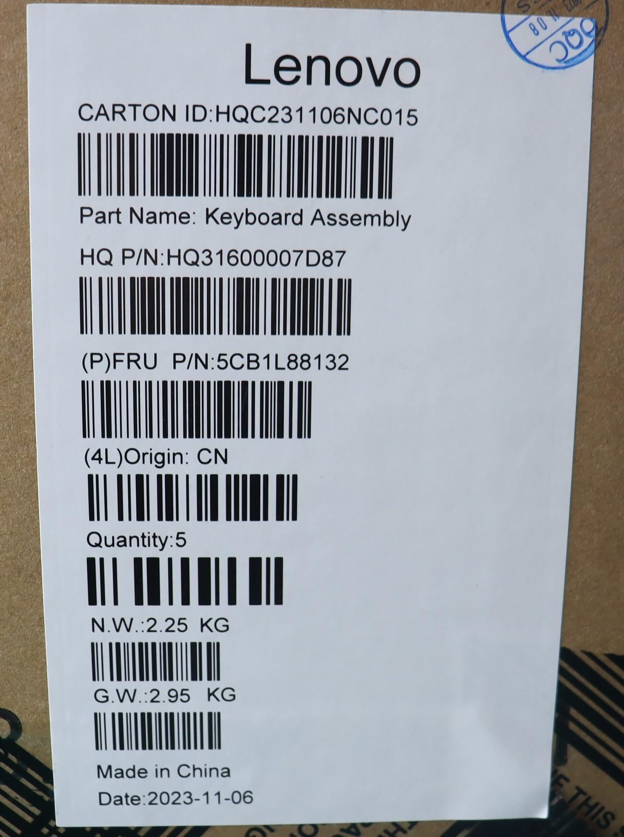 Lenovo Yoga 6 14IRH8 Palmrest Cover Touchpad Keyboard Italian 5CB1L88132