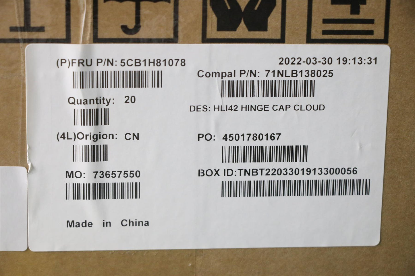 Lenovo Hinge Cover C 82SH Cloud 5CB1H81078