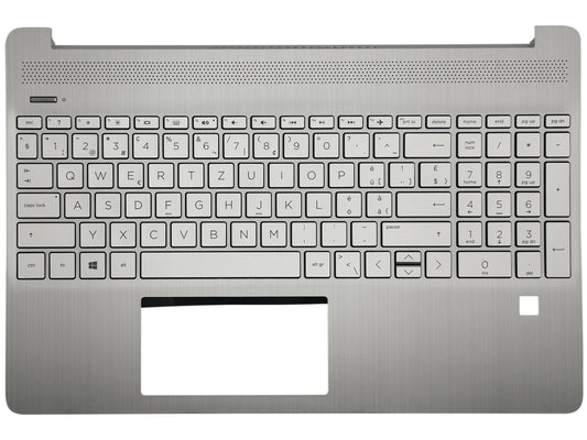 Genuine HP 15S-FQ 15S-EQ Palmrest Cover Keyboard Swiss Silver Backlit L63579-BG1