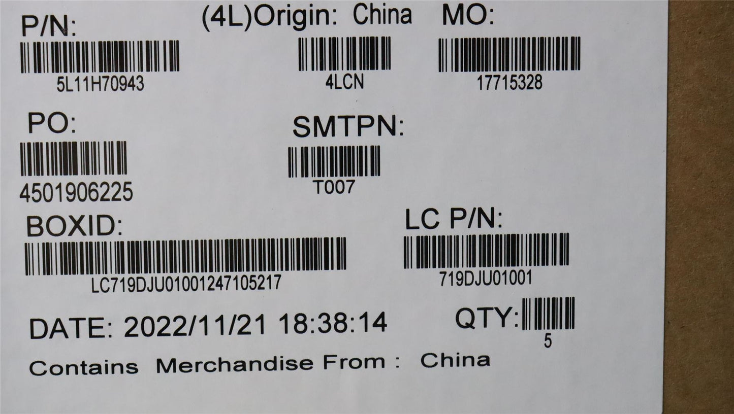 Lenovo LABEL FRU Mars 3 Intel system LBL Kit SR 5L11H70943