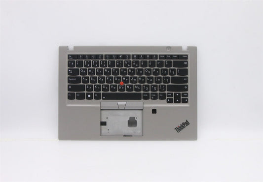 Lenovo ThinkPad T490s Keyboard Palmrest Top Cover Russian Silver Backlit 02HM370