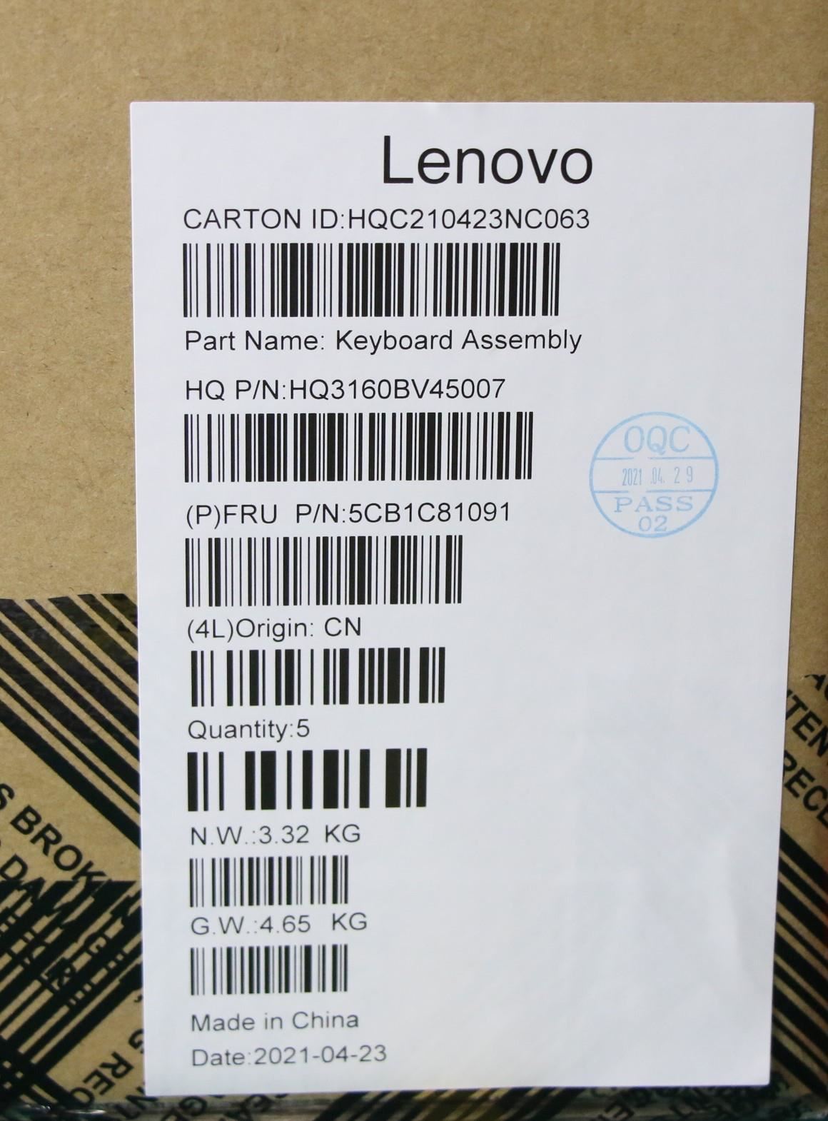 Lenovo Upper Case ASM_FRA H82L9CLO 5CB1C81091