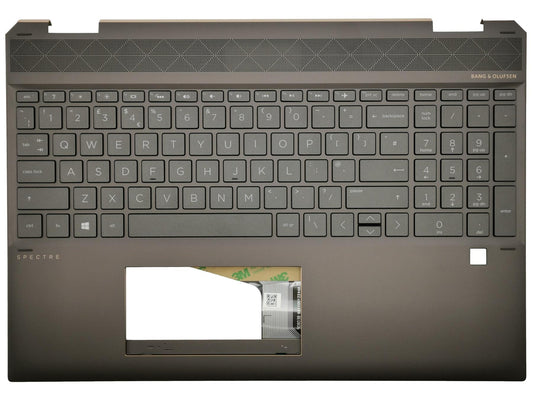 HP Spectre 15-DF Palmrest Touchpad Cover Keyboard UK Dark Ash Silver L38264-031