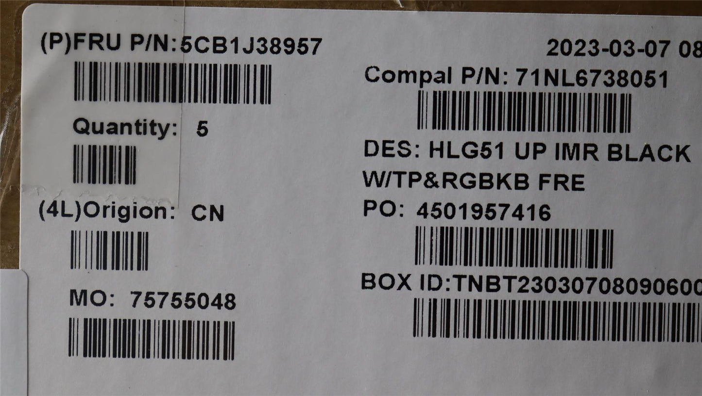 Lenovo UpperCase ASM_FRA C82SCRGB BLA 5CB1J38957
