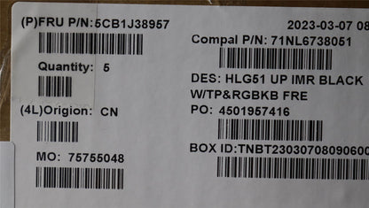 Lenovo UpperCase ASM_FRA C82SCRGB BLA 5CB1J38957
