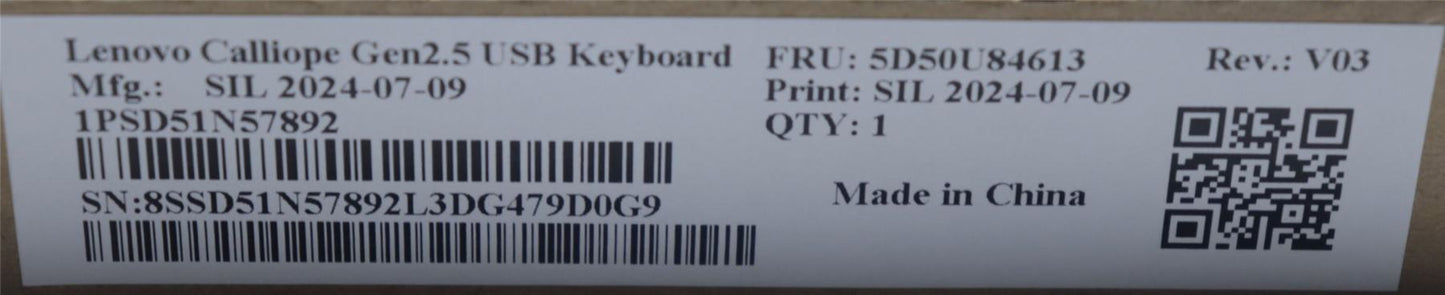 Lenovo DT_KYB Calliope USB G2.5 BK_KZN 5D50U84613