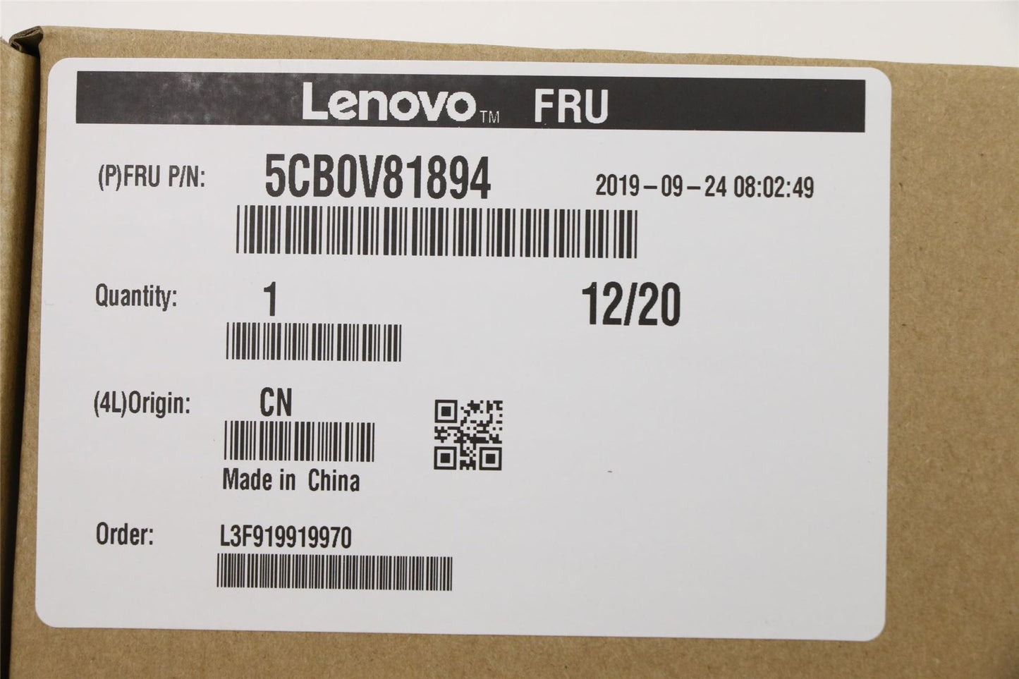 Lenovo COVER A_Cov,BK,FHD STD CAM w/ gaskets 5CB0V81894