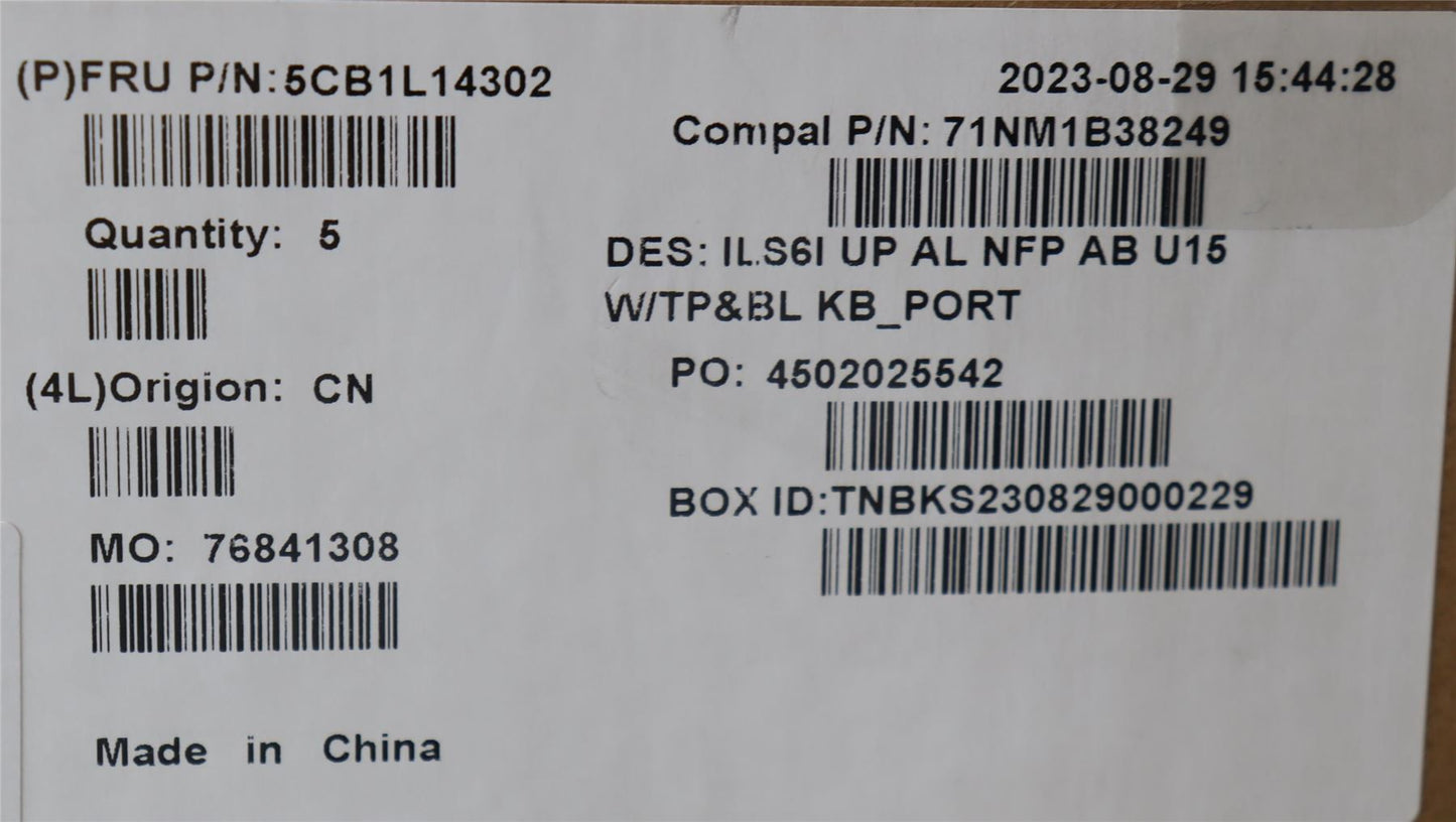 Lenovo UpperCase_POR C82XF NFP AB BL AL 5CB1L14302