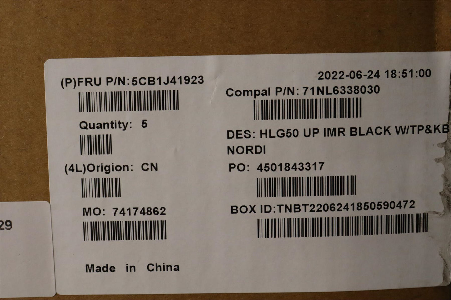 Lenovo IdeaPad 3 15ARH7 Palmrest Cover Touchpad Keyboard Nordic Black 5CB1J41923