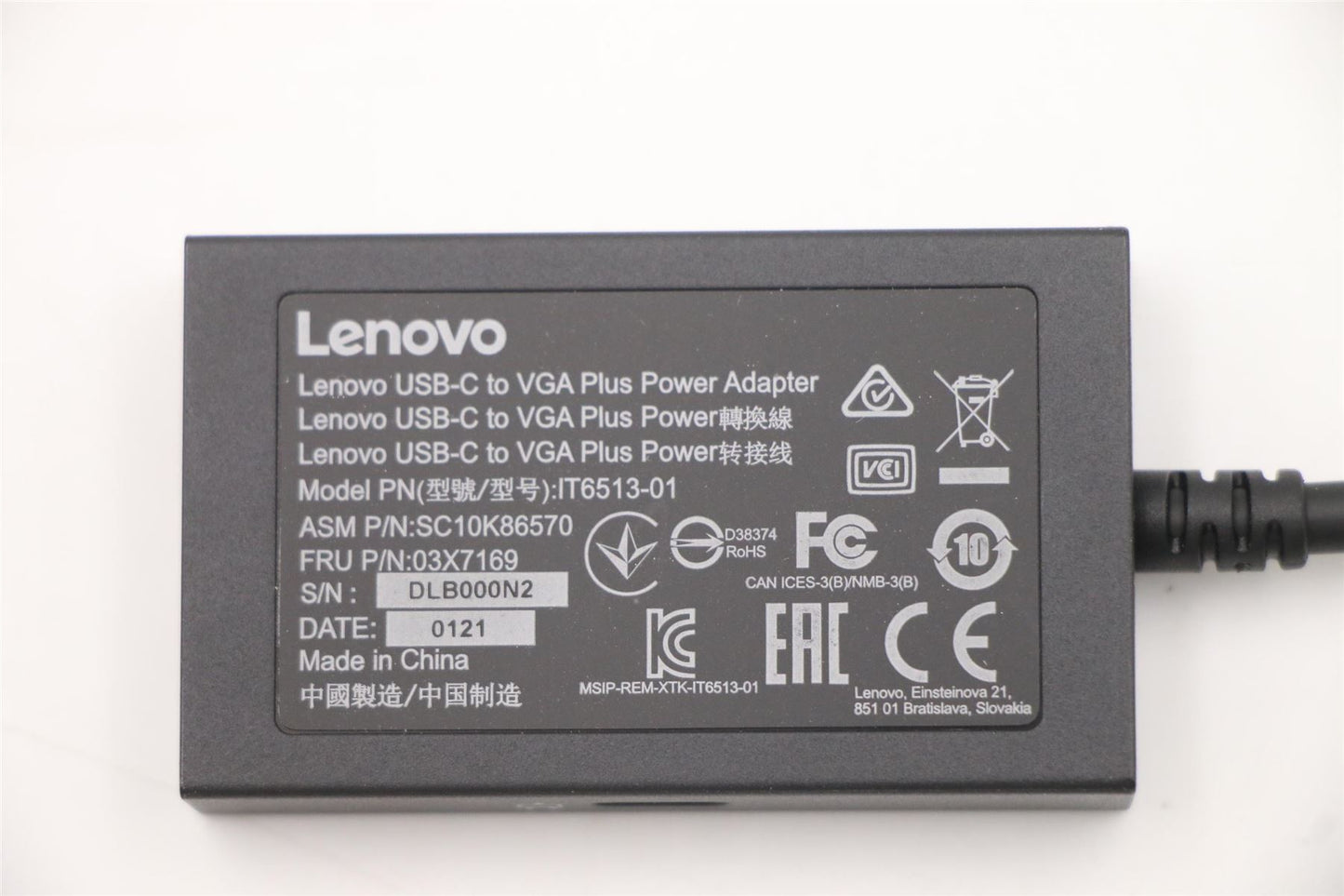 Lenovo FRU Type C to C/VGA 03X7169