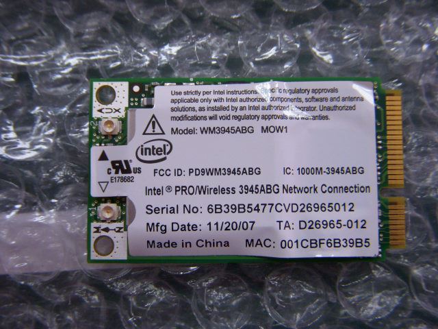 Lenovo 3945 MPCIE WLAN/SKU0 872612 WiFi WLAN PCIe PCI Intel Board 20001671