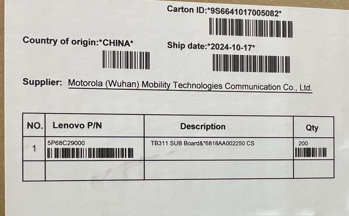Lenovo TB311 SUB Board&*6818AA002250 CS Board 5P68C29000