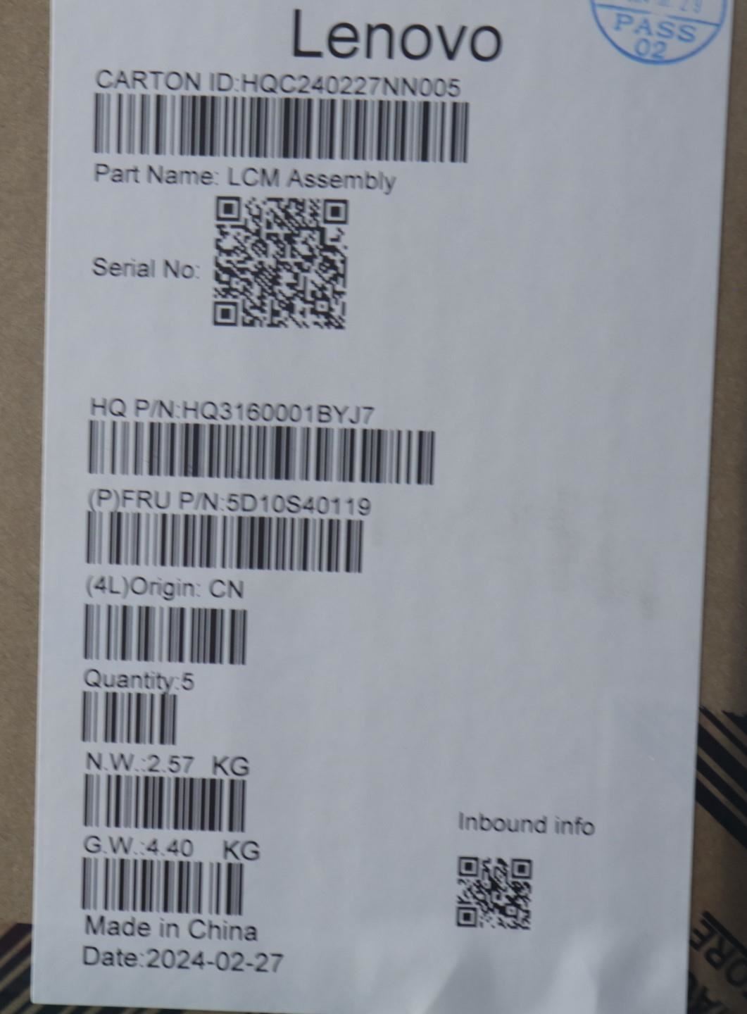 Lenovo HUD H 83DJ 14WUXGA_GL300N_TT 5D10S40119