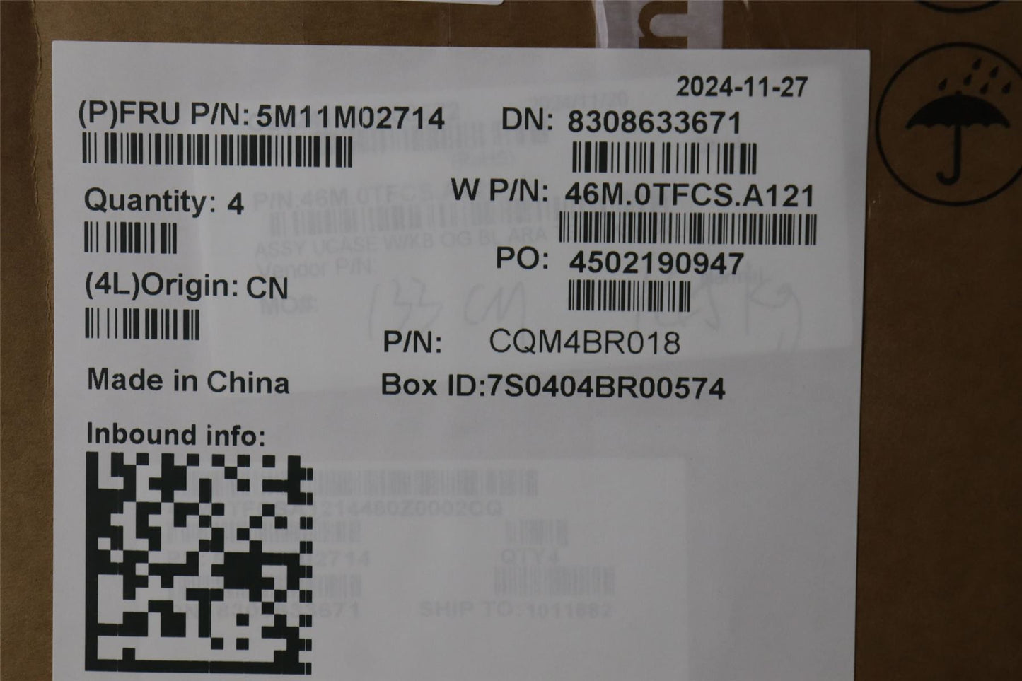 Lenovo MECH_ASM FRU KBY BKLT ARA W/C TSG 5M11M02714