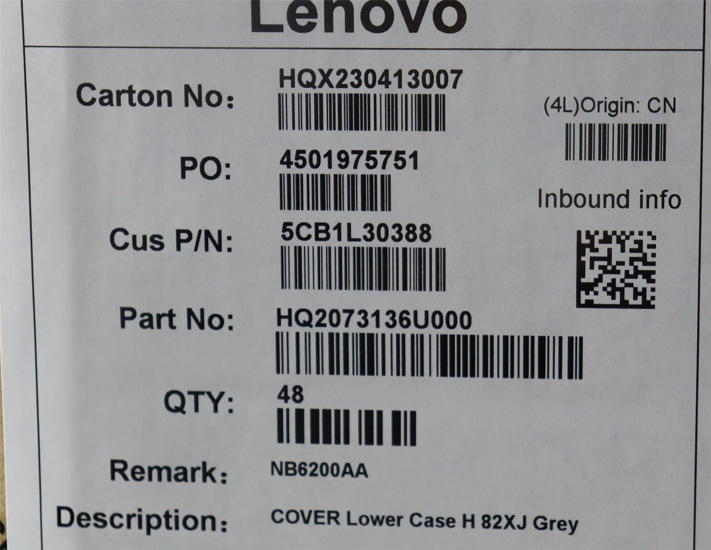 Lenovo Lower Case H 82XJ Grey 5CB1L30388