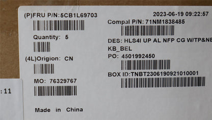 Lenovo IdeaPad 5 14ABR8 Palmrest Cover Touchpad Keyboard Belgian 5CB1L69703