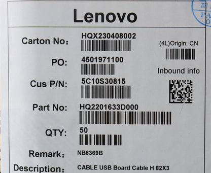 Lenovo USB Board Cable H 82X3 5C10S30815