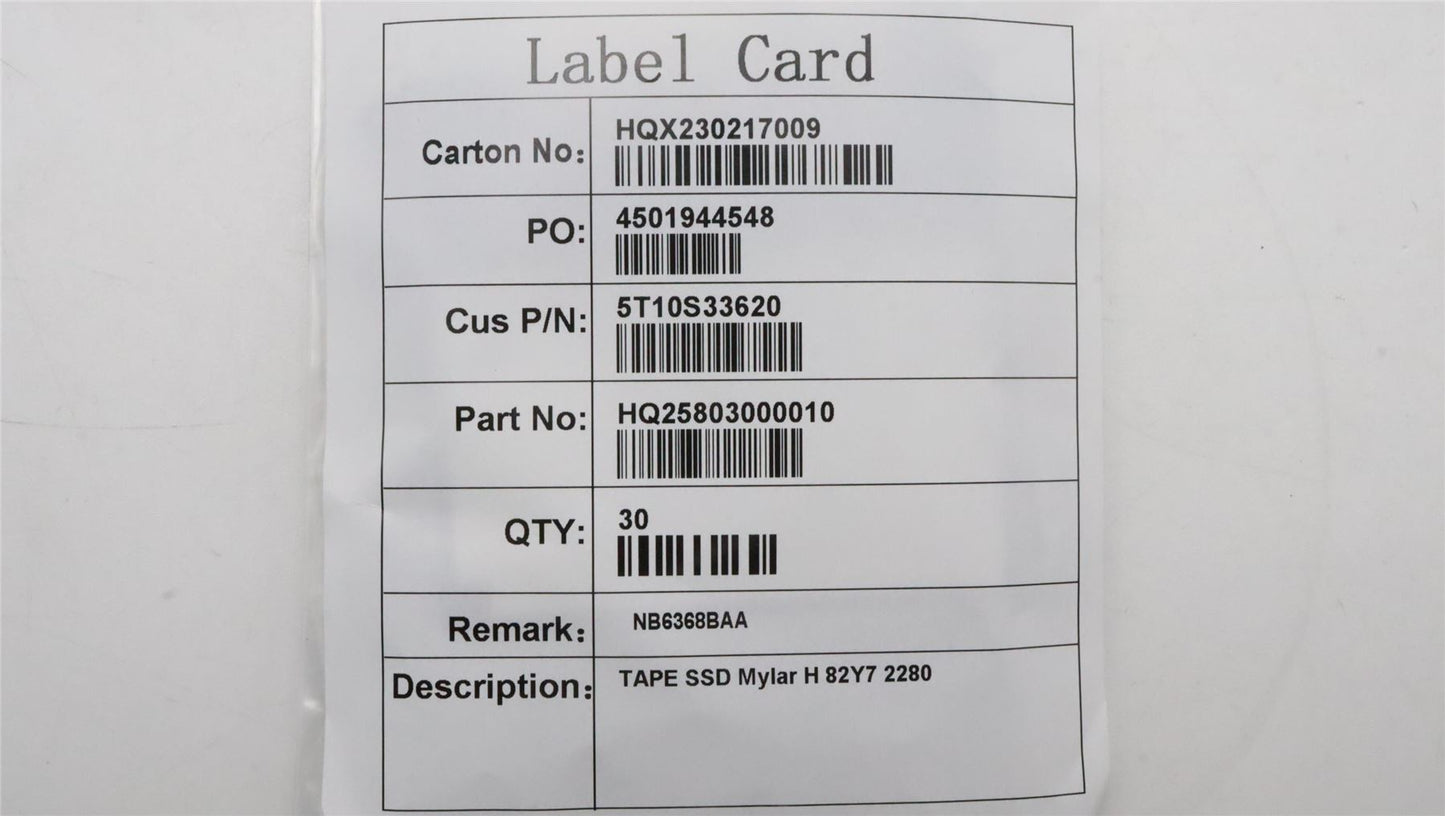 Lenovo TAPE SSD Mylar H 82Y7 2280 5T10S33620
