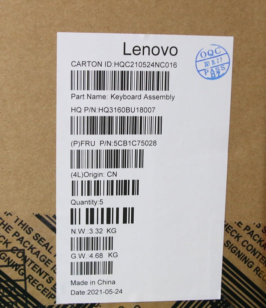 Lenovo Upper Case ASM_USA ENG H82L5STOUMA 5CB1C75028