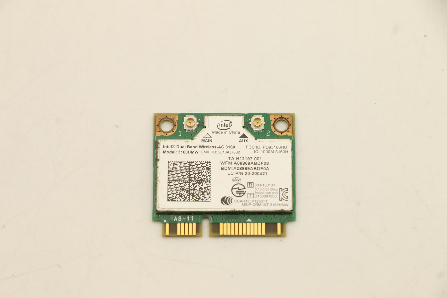 Lenovo 3160 1x1AC+BT HMC WiFi WLAN PCIe PCI x1 Intel Board 20200421