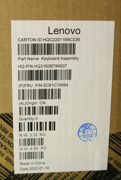 Lenovo Upper Case ASM_UKE H82L5 STO DIS 5CB1C74994