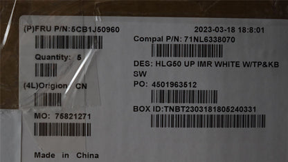 Lenovo Upper Case ASM_SWS C 82SB WHT 5CB1J50960