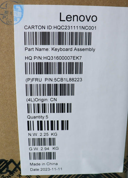 Lenovo Yoga 6 14IRH8 Palmrest Cover Touchpad Keyboard UK Mineral Grey 5CB1L88223