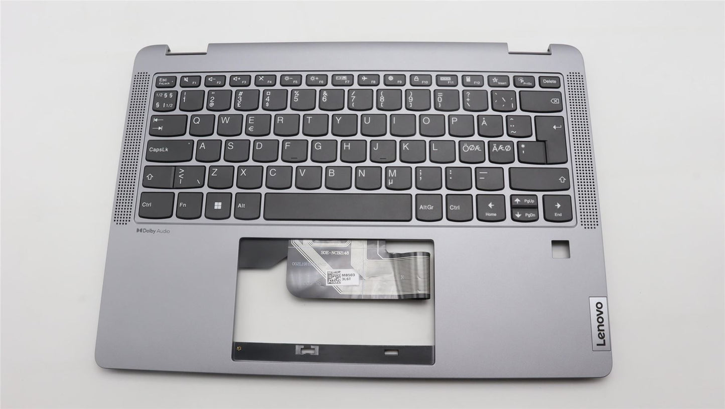 Lenovo IdeaPad 5 14ABR8 Keyboard Palmrest Top Cover Nordic Artic Grey 5CB1K20835