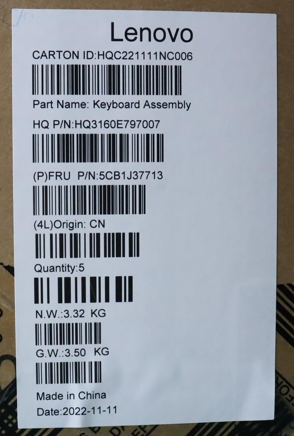 Lenovo Upper Case ASM_POR H 82VA GY 5CB1J37713