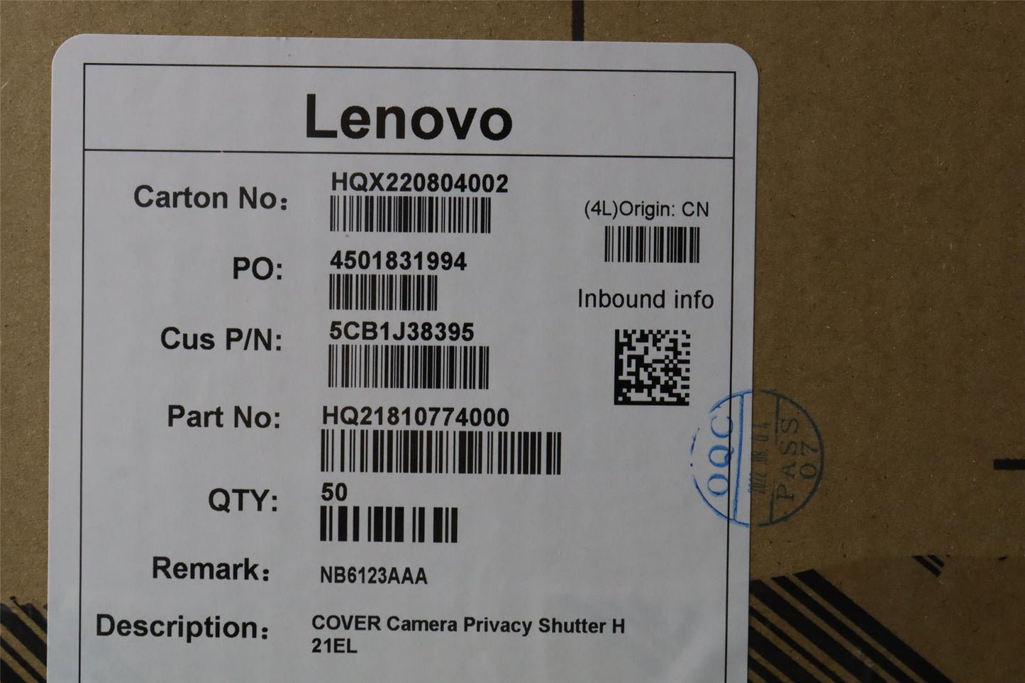 Lenovo COVER Camera Privacy Shutter H 21EL 5CB1J38395