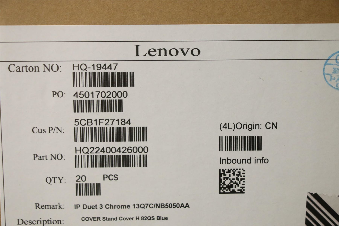 Lenovo Stand Cover H 82QS Blue 5CB1F27184