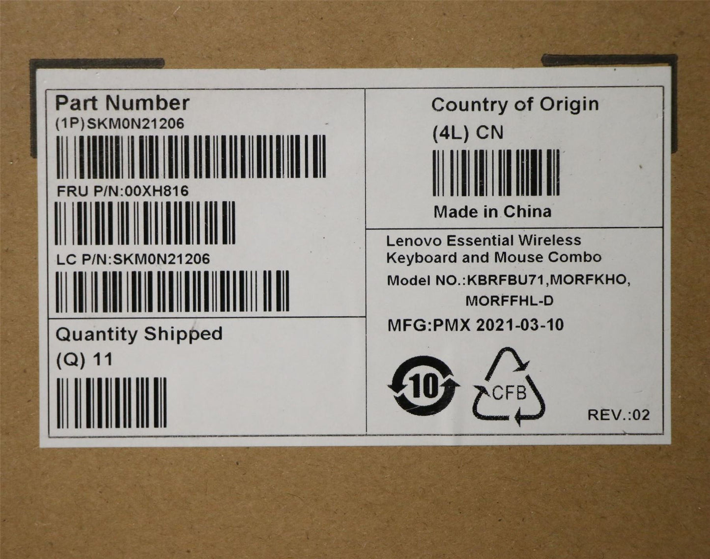 Lenovo WL KM Calliope BK ITA 00XH816